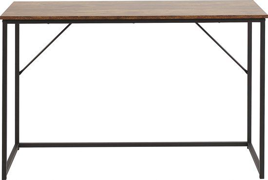 Beliani PEMBRO Bureau - Donkere houtkleur - 120x55 cm - Hout/Metaal