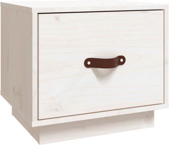 vidaXL Nachtkastje 40x34x35 cm massief grenenhout wit
