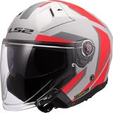 LS2 OF603 Infinity II Focus Grijs Rood 06 Jethelm - Helm