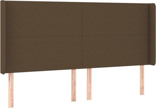 vidaXL Hoofdbord met randen 203x16x118/128 cm stof donkerbruin