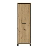 Forte Trondheim kledingkast met 1 deur, houtmateriaal, Artisan eiken/zwart teken, 64,4 x 199,4 x 41,5 cm