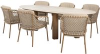 4 Seasons Outdoor Estate Martinique dining tuinset 240x105xH75 cm 7 delig keramiek amber