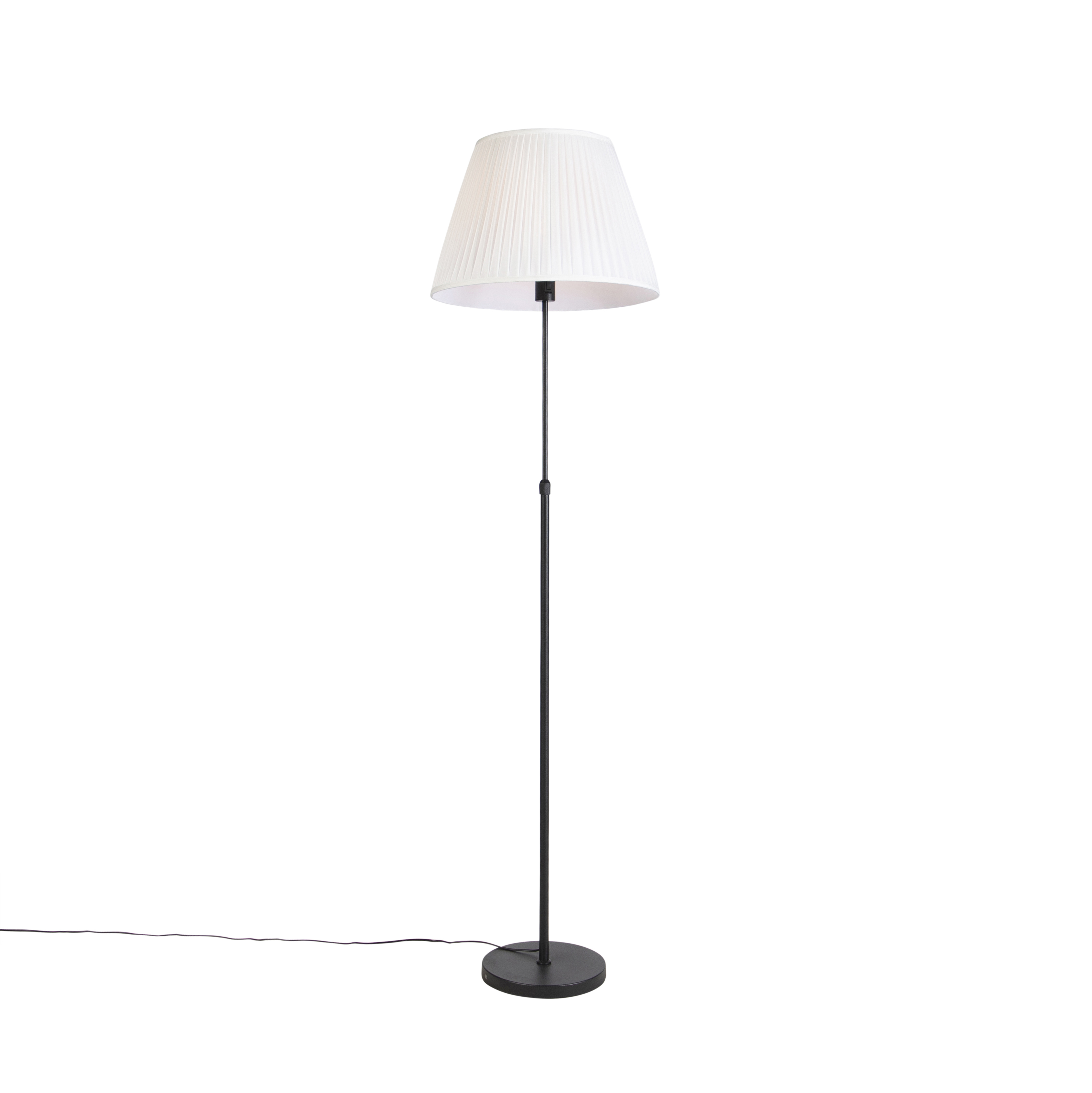 QAZQA Zwarte vloerlamp met plisse kap crÃ¨me 45 cm - Parte