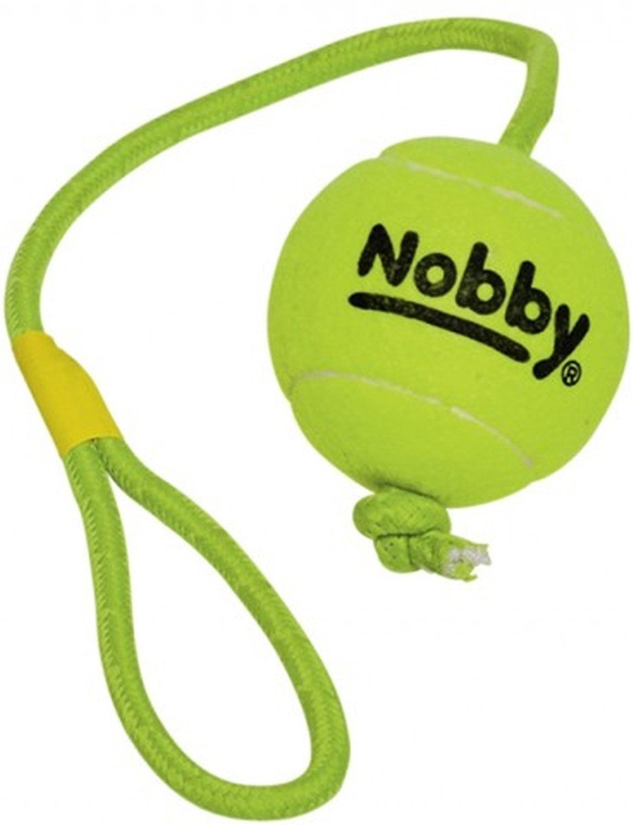 Nobby Tennisbal met touw - Geel - Ø 10,1 cm