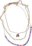 Urban Classics Flower Bead Various Layering 3-Pack Necklace - Gold-colored