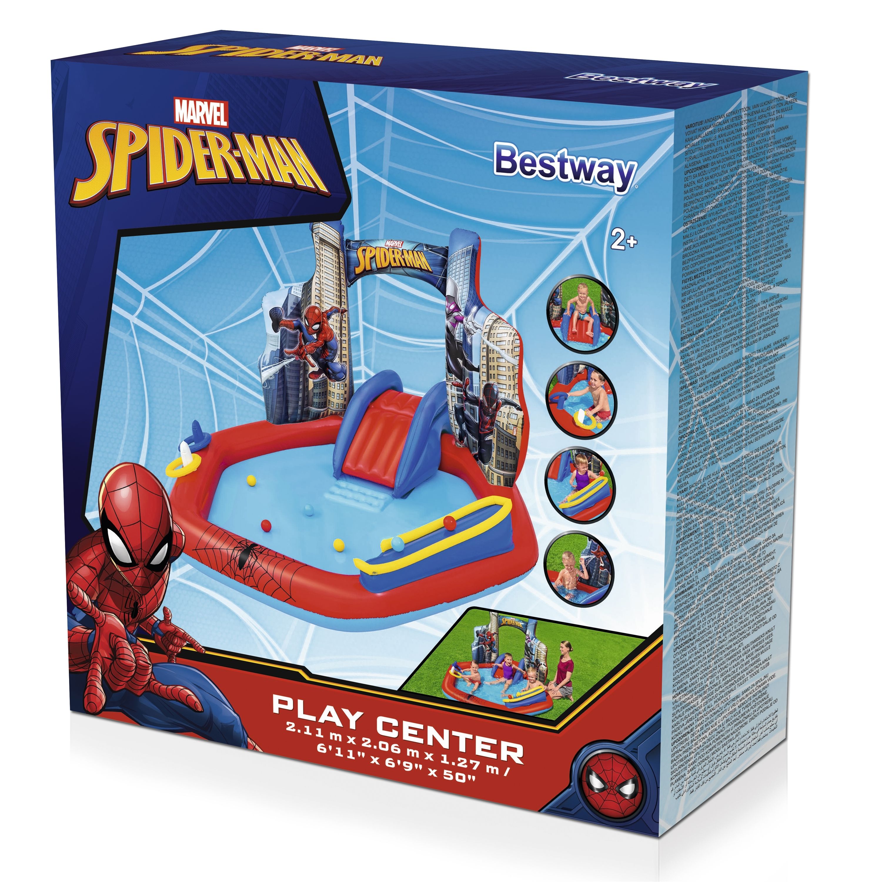 Bestway Spider-Man Opblaasbaar Speelcentrum 2,11 m x 2,06 m x 1,27 m