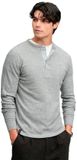 Superdry Mini Slub Waffle Grandad Top Heren Lange Mouwen Grijs Gemêleerd L