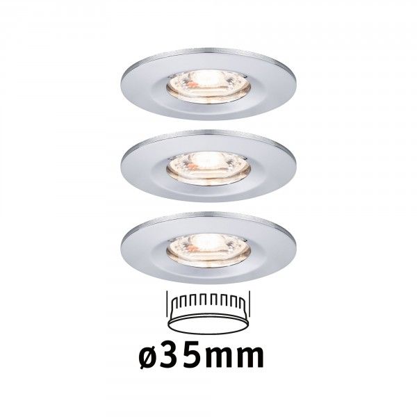 Paulmann Nova Mini Coin LED Inbouwlamp Set - 3x4W - 2700K - Chroom