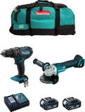 MAKITA Set MK205 (DHP482 + DGA504 + 2 x 5,0 Ah accu's + DC18RC lader + LXT600 opbergkoffer)