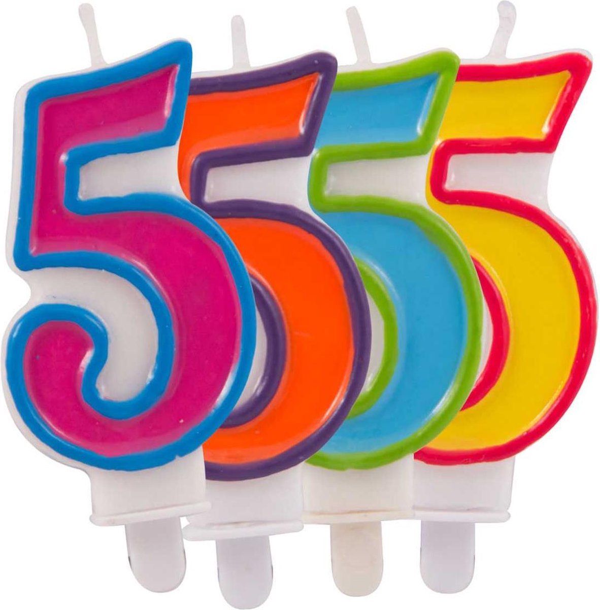 Folat Kaars cijfer 5 in vrolijke kleuren - Meerkleurig