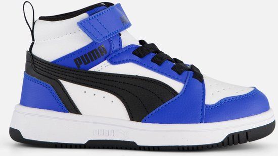 PUMA Rebound V6 Mid AC+ PS Sneakers - White/Black/Racing Blue - Size 35