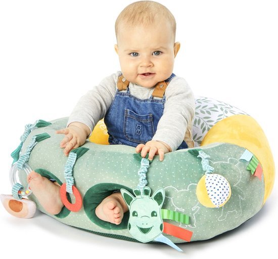 Sophie de giraf Baby Seat &amp; Play - Babystoel met activiteiten - Baby speelgoed - Kraamcadeau - Babyshower cadeau - Vanaf 3 maanden - 27 x 55 x 50 cm - Polyester