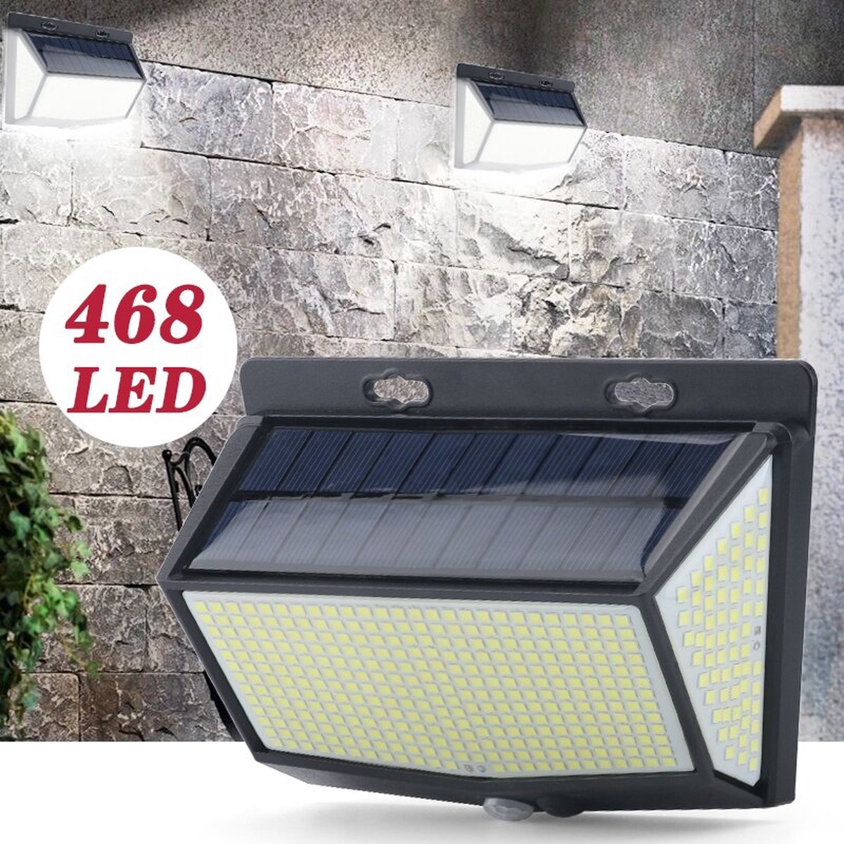 Lichtendirect Solar LED buiten Lamp - 468 LEDS Verlichting - Verlichting op Zonne-energie - Bewegingssensor- IP65 Waterdicht | Buitenverlichting - Buitenlamp op solar verlichting - Nachtsensor - Tuinlamp