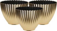 Othmar Decorations Plantenpot/bloempot - 3x - binnen - kunststof - goud - D11 x H11 cm