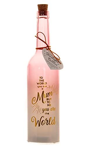 Boxer Gifts Mum You are The World Light-Up LED Starlight Fles - Zacht Koraal
