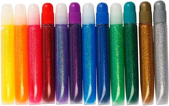 creotime Glitterlijm - Set, 10 ml, 12 assorti - Multicolor
