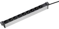 Merkloos 19 inch Stekkerdoos - Rackmontage - Aluminium - 9-voudig 2 m - 1 HE - Zwart