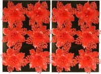 Gerimport Fleur de Noël sur clip - 12x pièces - rouge - plastique - ornement de Noël