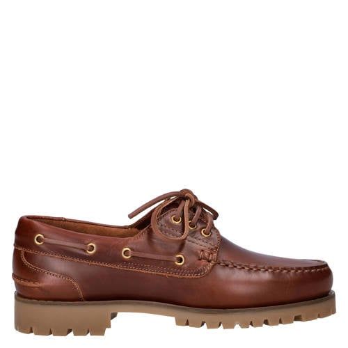 Nelson leren bootschoenen met profielzool cognac