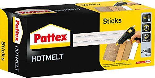 Pattex Hotmelt Sticks navulling, lijmsticks voor het hete lijmpistool met extreem hoge transparantie, 50 hotmelt lijmsticks voor knutselen, decoreren en repareren