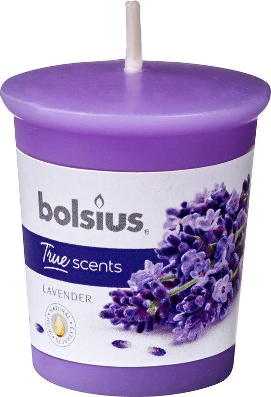 Bolsius True Scents Votive - Lavender - 15 Hour Burn Time - Purple