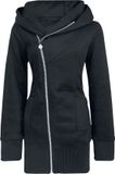 R.E.D. by EMP R.E.D. Rock-Engineered Design Zwarte lange sweater met asymmetrische rits, grote capuchon en handzakken - Dames - L
