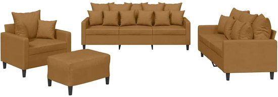 vidaXL 4-delige Loungeset met kussens fluweel bruin
