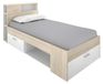 Lit compact en bois, couleur marron/blanc, dimensions 96 x 99 x 218 cm