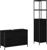 vidaXL Badkamermeubel Set Zwart Eiken 36 x 35 x 165 cm