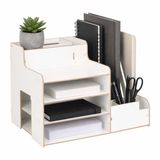 Merkloos Relaxdays Documentenbak - 37x28x29 cm - wit - met opbergruimte
