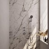 Brauer Brushed Edition Thermostatische Regendoucheset Inbouw - Hoofddouche 20 cm - Gebogen Wandarm - Handdouche 3 Standen - Doucheslang - Geintegreerde Glijstang - Rvs
