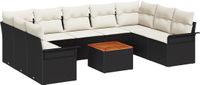 vidaXL Tuinbank - Set - 7 zitplekken - Zwart - Polyrattan