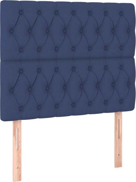 vidaXL Hoofdbord Blauw Stof 100x7x118/128 cm