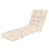 GRAFFY Loungestoelkussen, 182,9 x 55,9 x 10,2 cm, terraschaise loungekussen met 4 snaren, verdikt ligkussen met waterdicht ontwerp, getufte terrasfauteuil voor buiten en binnen (beige)