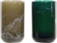 DKD Home Decor Tandenborstelhouder Grijs Groen Hars (7 x 7 x 11 cm) (2 Stuks)