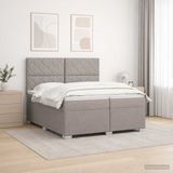 vidaXL Boxspringbed met matras met hoofdeinde Taupe 200 x 200 cm Stof