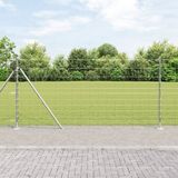 vidaXL Gelast hekwerk met betonnen fundering, 50 x 1,2 meter, zilverkleurig
