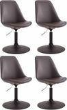 CLP Maverick Set van 4 Eetkamerstoelen - Kunstleer bruin zwart