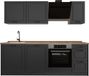 Vicco Complete keukeneenheid R-Line, Antraciet landelijk/Antraciet, 220 cm goudkleurig eiken werkblad