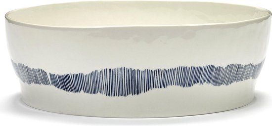 Serax Feast By Ottolenghi Saladeschaal Ø28.5 cm - White Stripes Blue - Keramiek