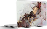 SleevesAndCases Laptop sticker - 12.3 inch - Rood - Marmer - Goud - 30x22cm - Laptop skin - Cover