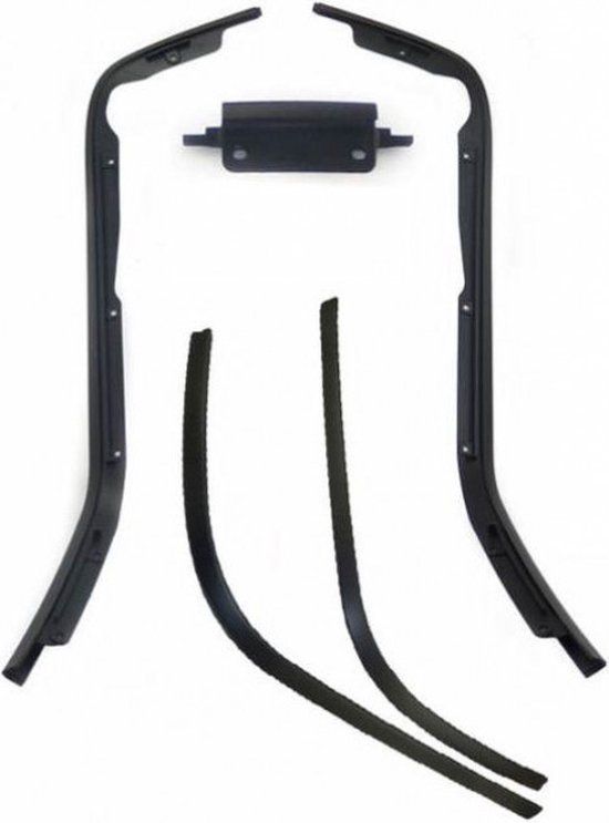 Sierstripset beenschild en treeplank Vespa Primavera, Sprint 5 delig zwart metallic