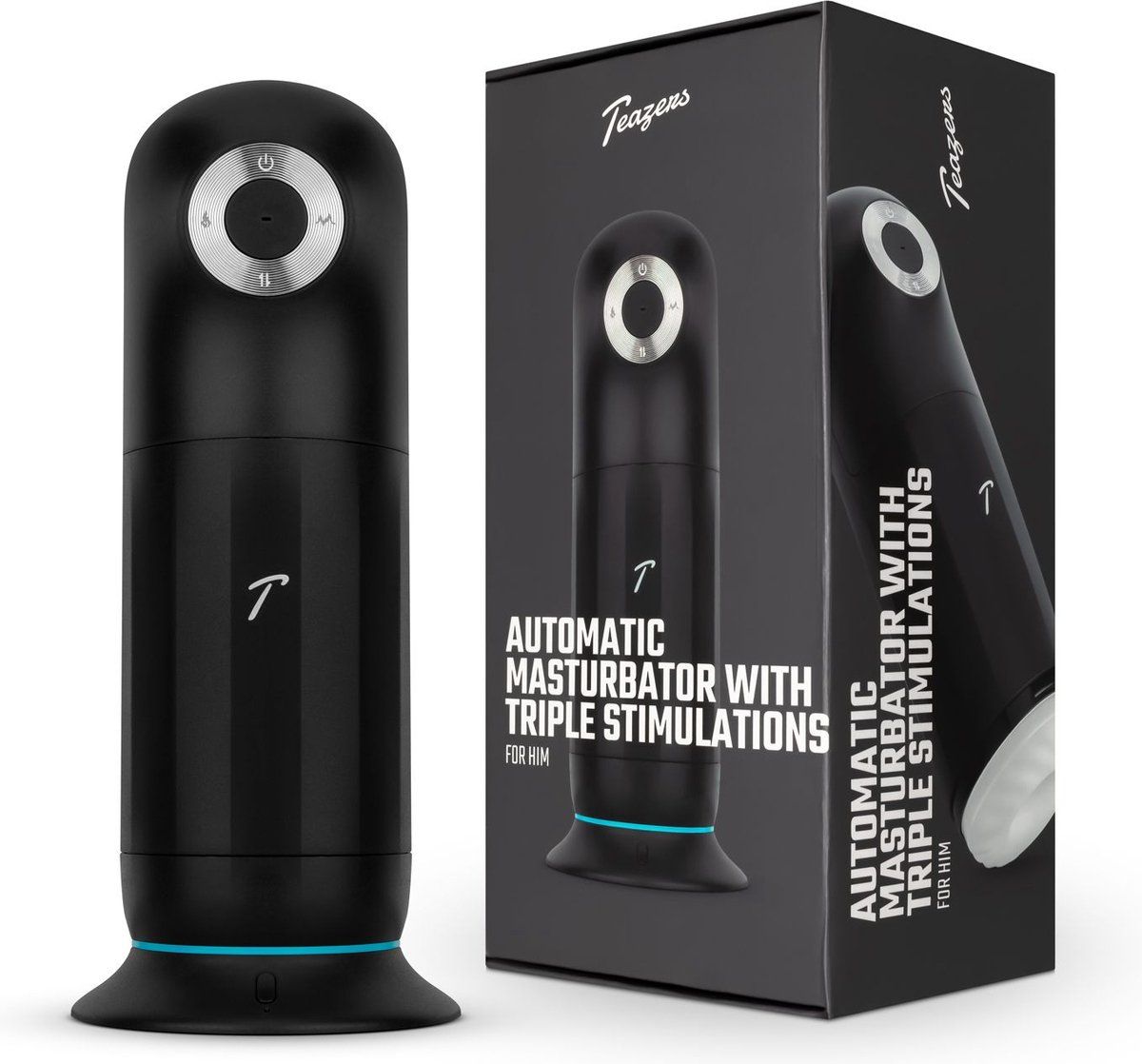 Teazers - Automatische Masturbator met Driedubbele Stimulatie - Zwart