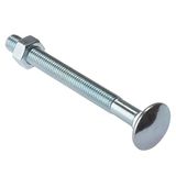 Merriway BH04897 (10 stuks) Carriage Bouten met Moeren, M10 x 100 mm (3/8 Inch x 4 Inch), verzinkt - Pack van 10 stuks