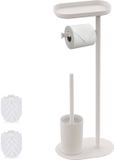 Merkloos Relaxdays Toiletbutler - 67 cm - met plankje - 2 reserve borstelkoppen - wit