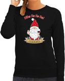 Bellatio Decorations foute kersttrui/sweater dames - Wijn kabouter/gnoom - zwart - Doordrinken XL