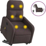vidaXL Sta-op-massagestoel elektrisch verstelbaar stof donkerbruin