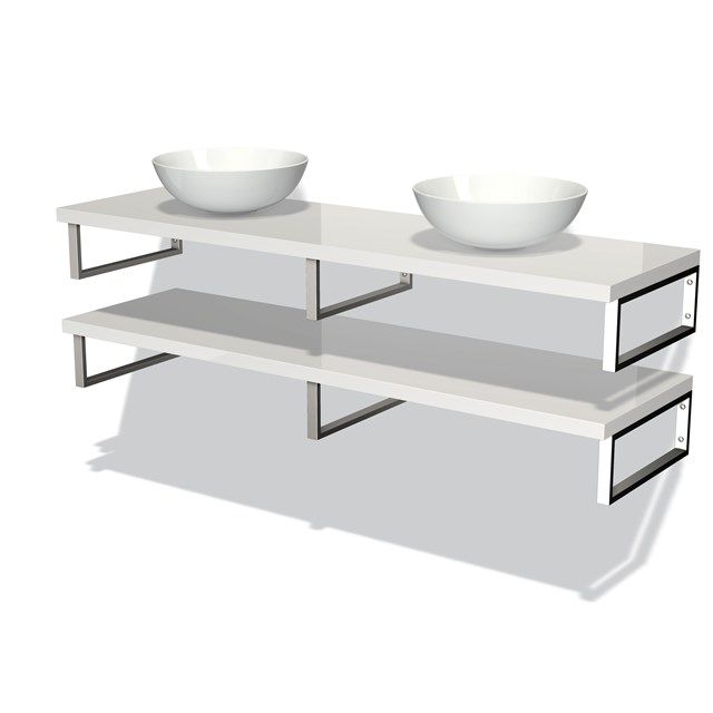 Maxaro Badkamermeubel Modulo Plato 160 cm Hoogglans Wit 2 Wastafelbladen