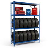 Merkloos Relaxdays Bandenrek voor 12 banden - 180 x 120 x 40 cm - 600 kg - blauw