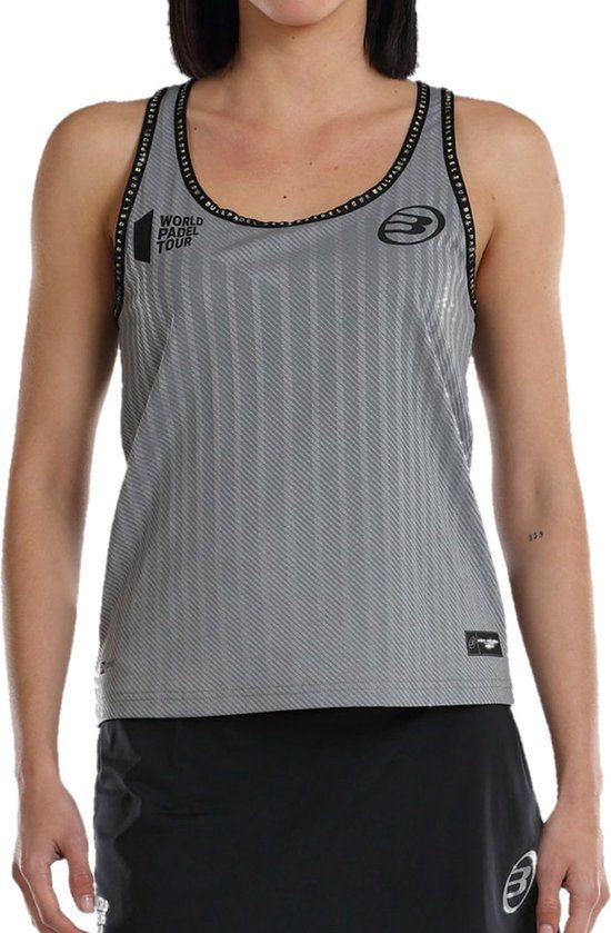Bullpadel Lugar Top Grey Dames Padel Tanktop Polyester Aansluitend